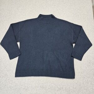 Organic John Patrick Wool/Cashmere Blend  Ribbed Knit Sweater Blue Size M